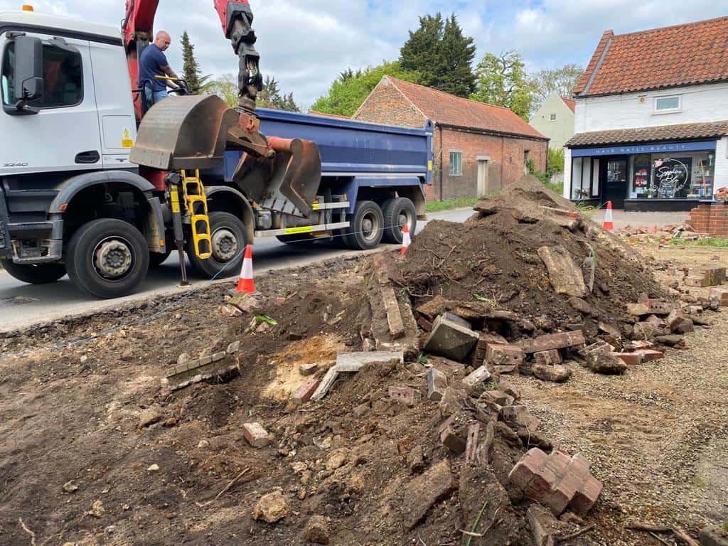 This is a photo of a dig out being carried out for the installation of a new tarmac driveway. Works being carried out by Rochester Driveways